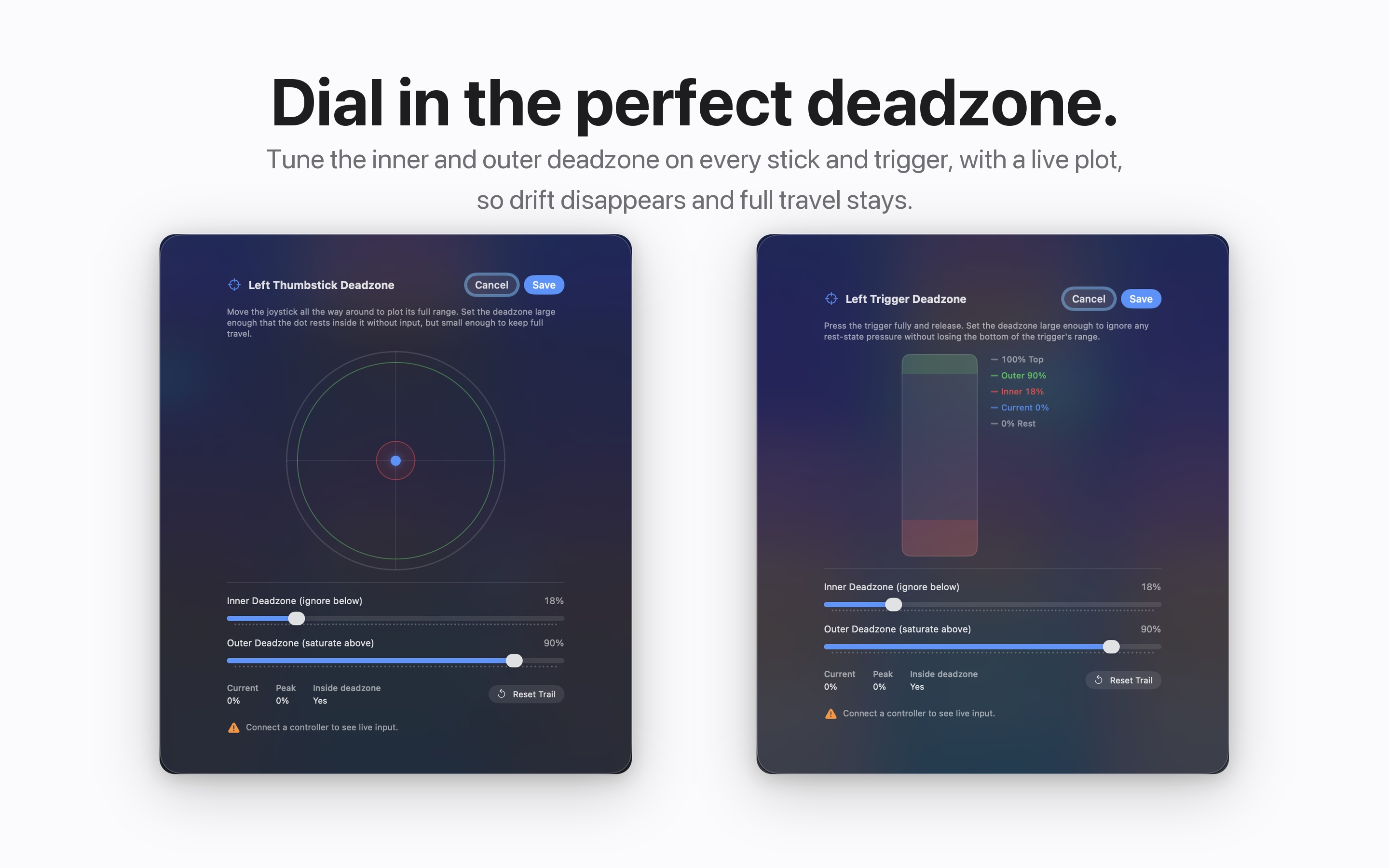 InputConfig deadzone calibration with a live input plot
