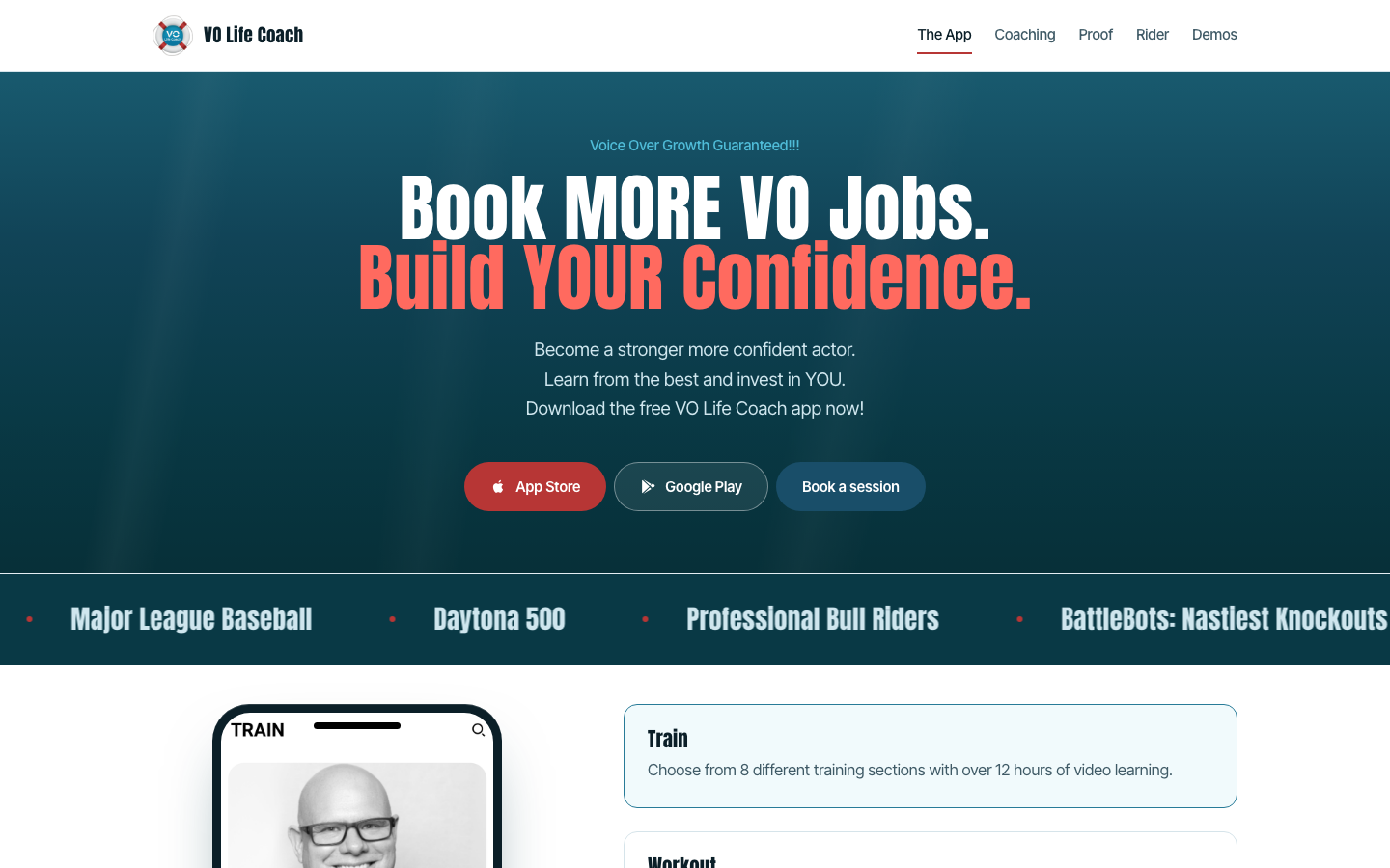 The redesigned VO Life Coach homepage